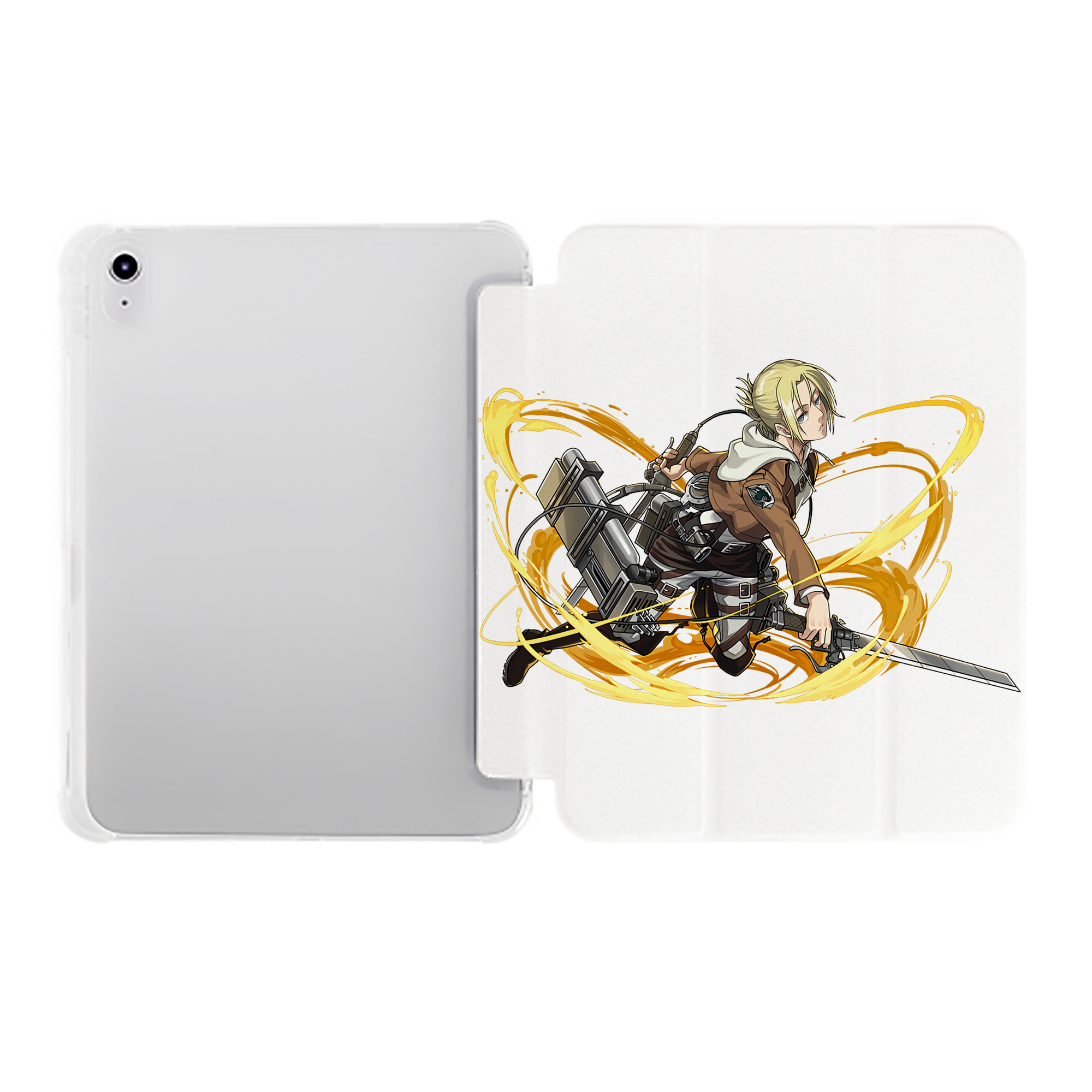 （画像用） 進撃の巨人 アニ・レオンハート Attack on Titan Annie Leonhart IPad ケース ペン収納付き 三つ折りスタンド PUレザー×シリコン 対応機種9.5/10.5/10.9インチ